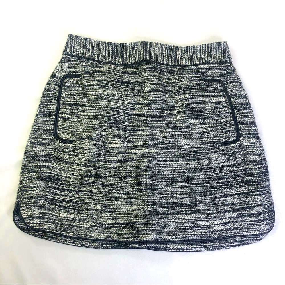 Armani Exchange Tweed Mini Skirt Faux Leather Business Workwear 2 Party Womens
